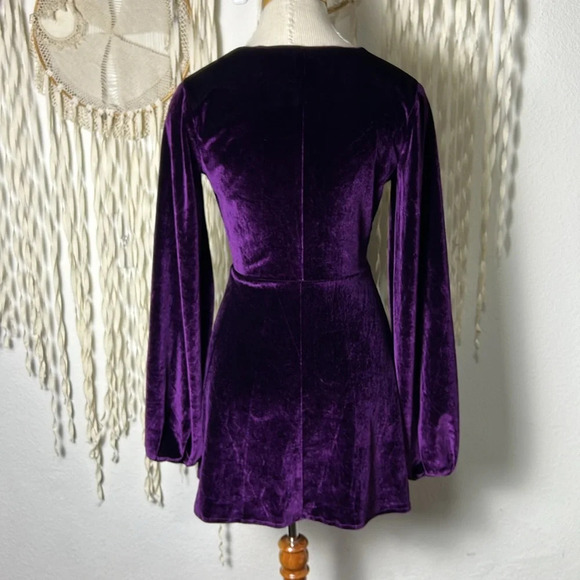 Tularosa Purple Velvet Long Sleeve Mini Dress size XS - Picture 7 of 11